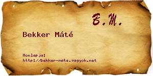 Bekker Máté névjegykártya