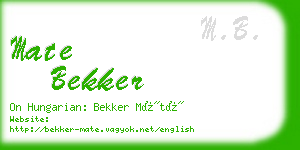 mate bekker business card